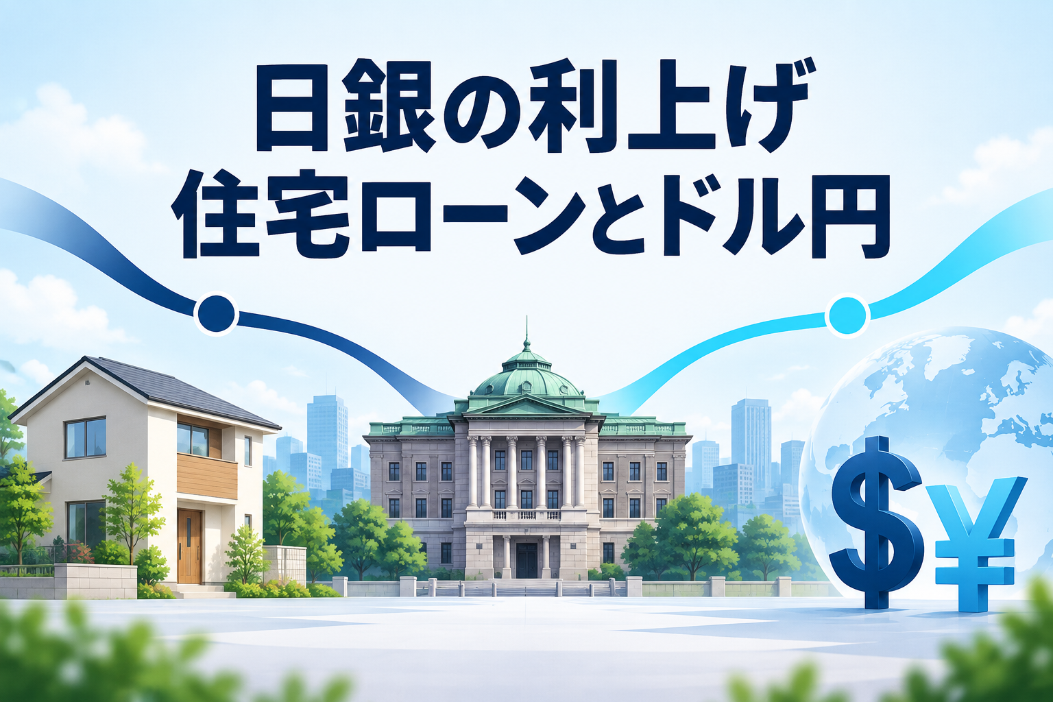 日銀の利上げと住宅ローン・ドル円を読み分けるイメージ